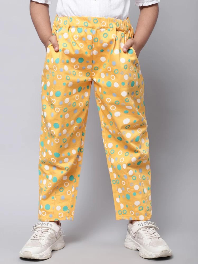 yellow printed loose fit trouser