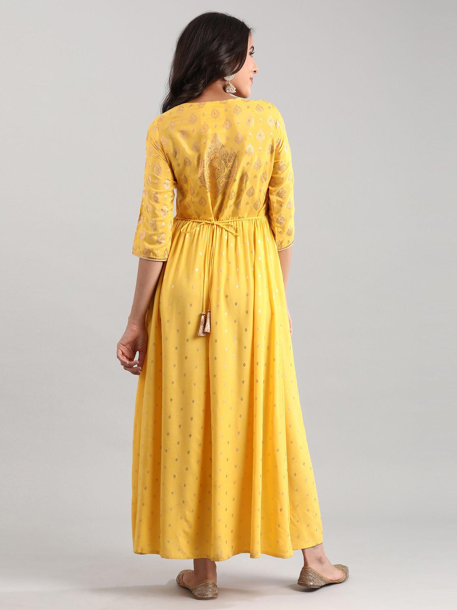 yellow printed maxi dress