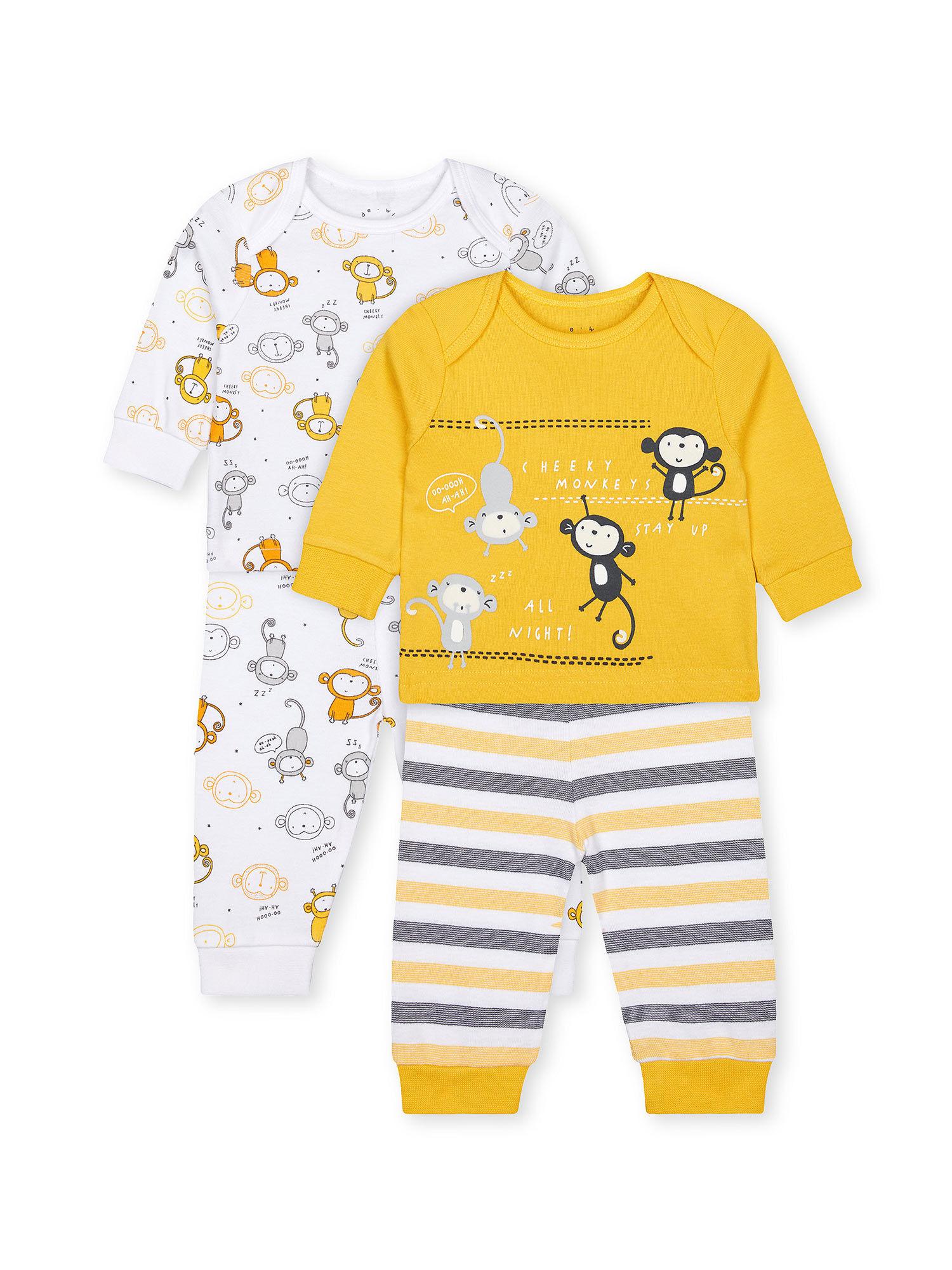 yellow printed pyjama set (pack of 2)