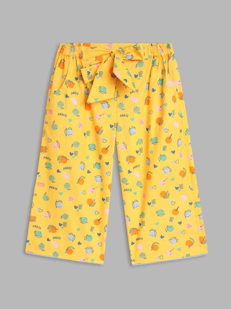 yellow printed relaxed fit trouser