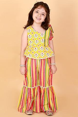 yellow printed sharara set for girls