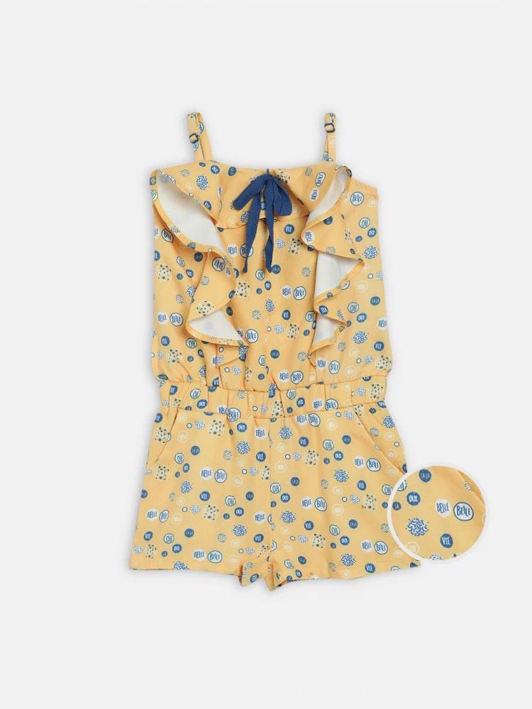 yellow printed shoulder straps playsuit