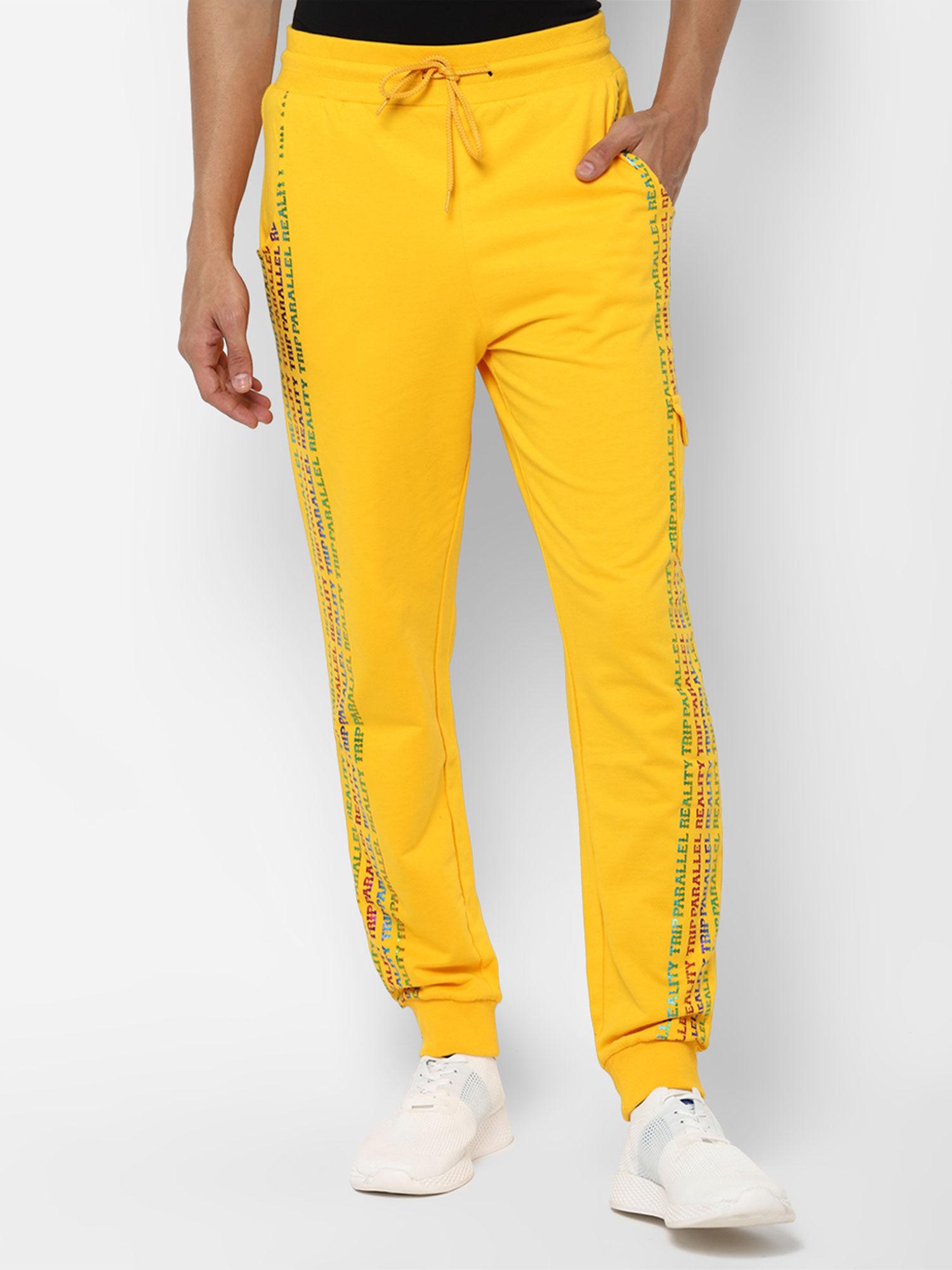 yellow printed sweatpants