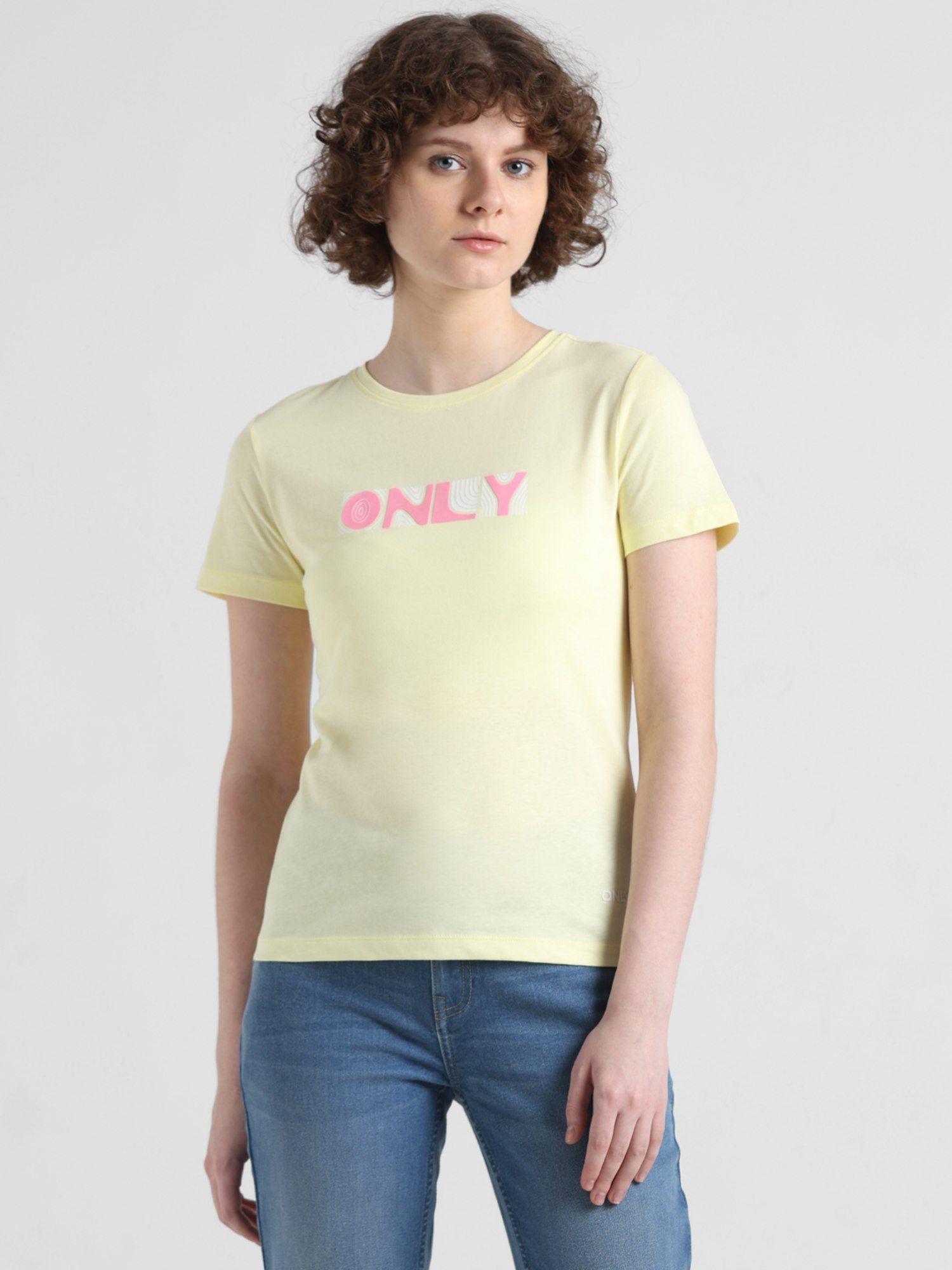 yellow printed t-shirt