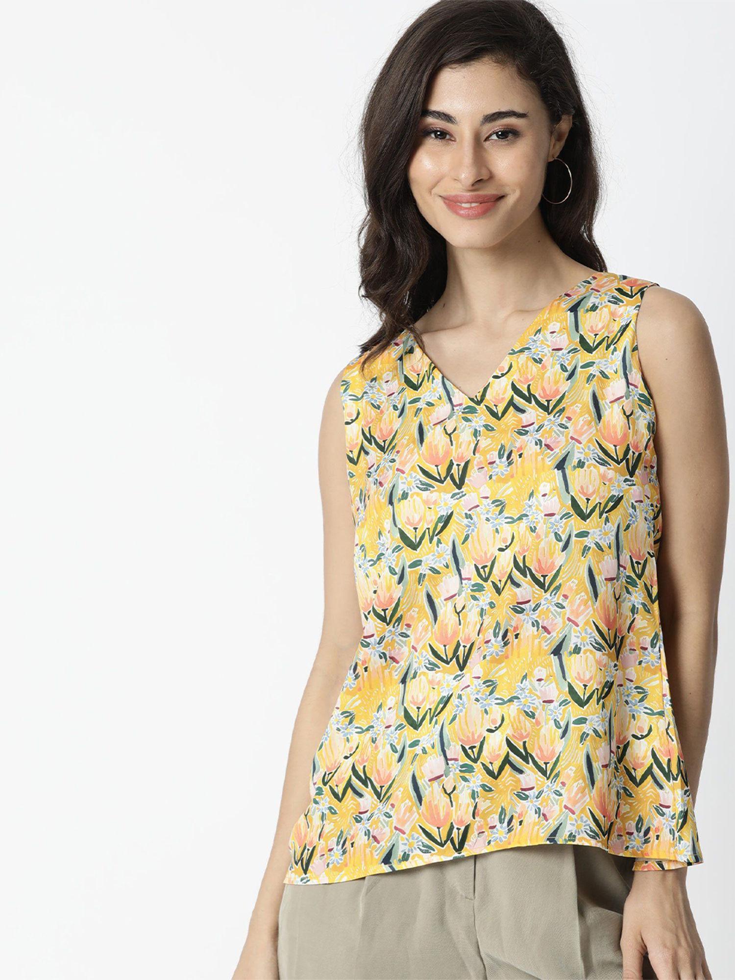 yellow printed tops