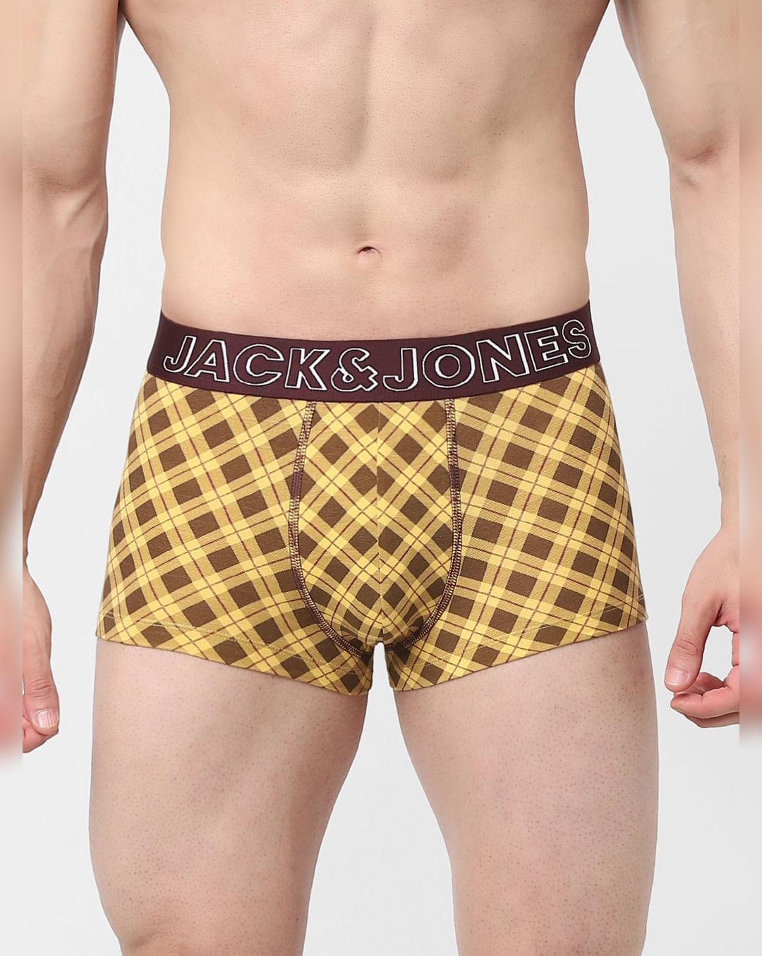 yellow printed trunks