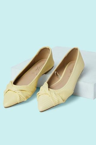 yellow quilted casual women flat shoes