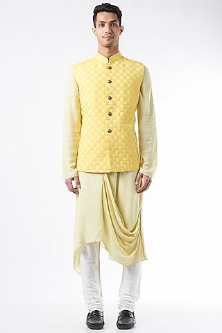 yellow raw silk bundi jacket