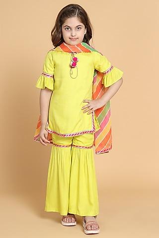 yellow rayon sharara set for girls