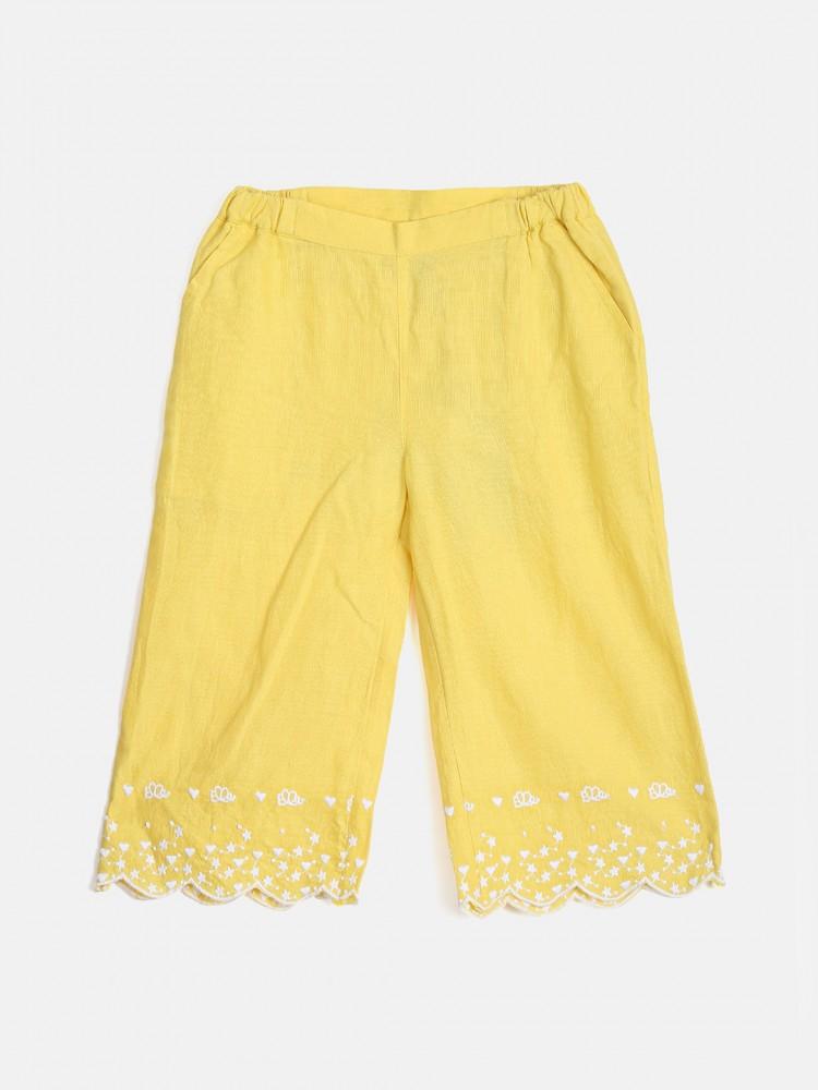 yellow regular fit trouser