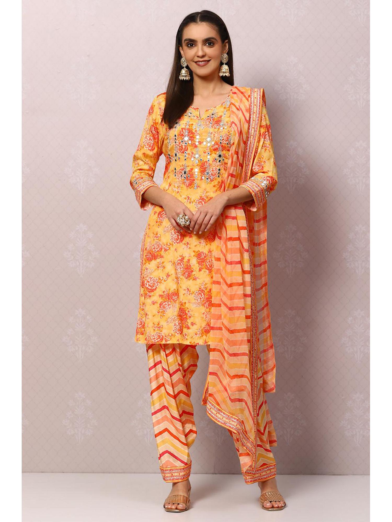 yellow relaxed suit set (set of 3)