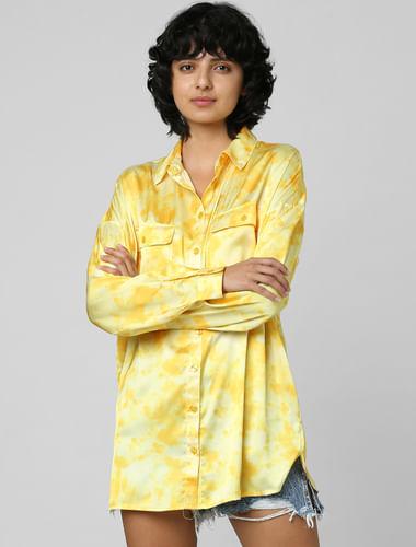 yellow satin long shirt