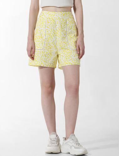 yellow schiffli co-ord set shorts