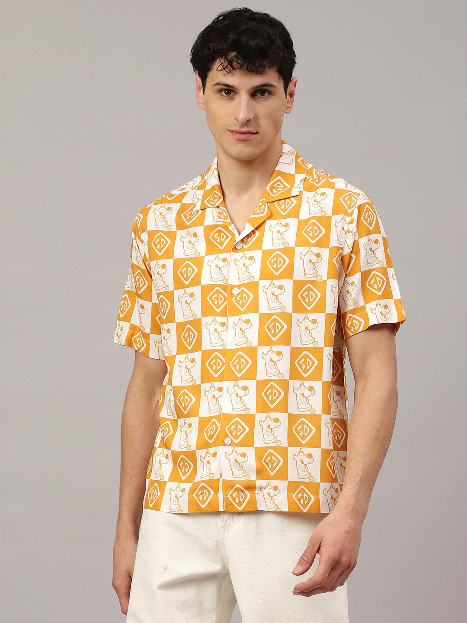 yellow scooby doo graphic regular fit shirt