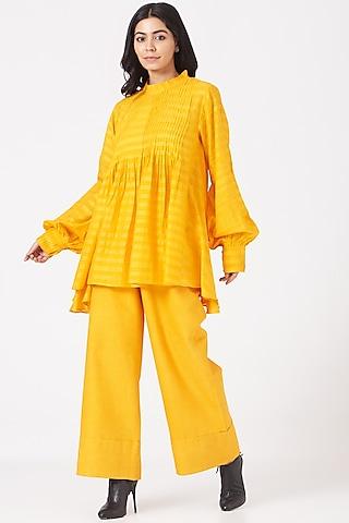 yellow self striped tunic