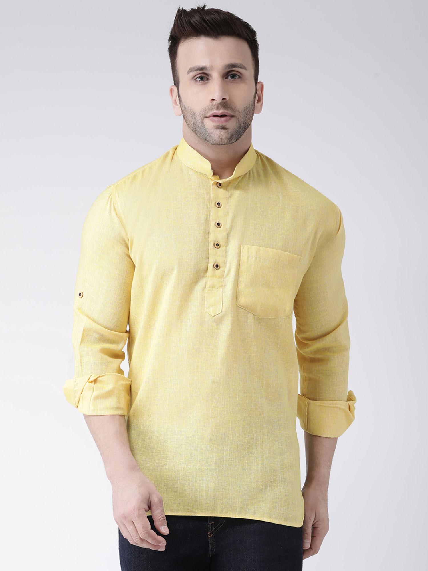 yellow short shirt style kurta