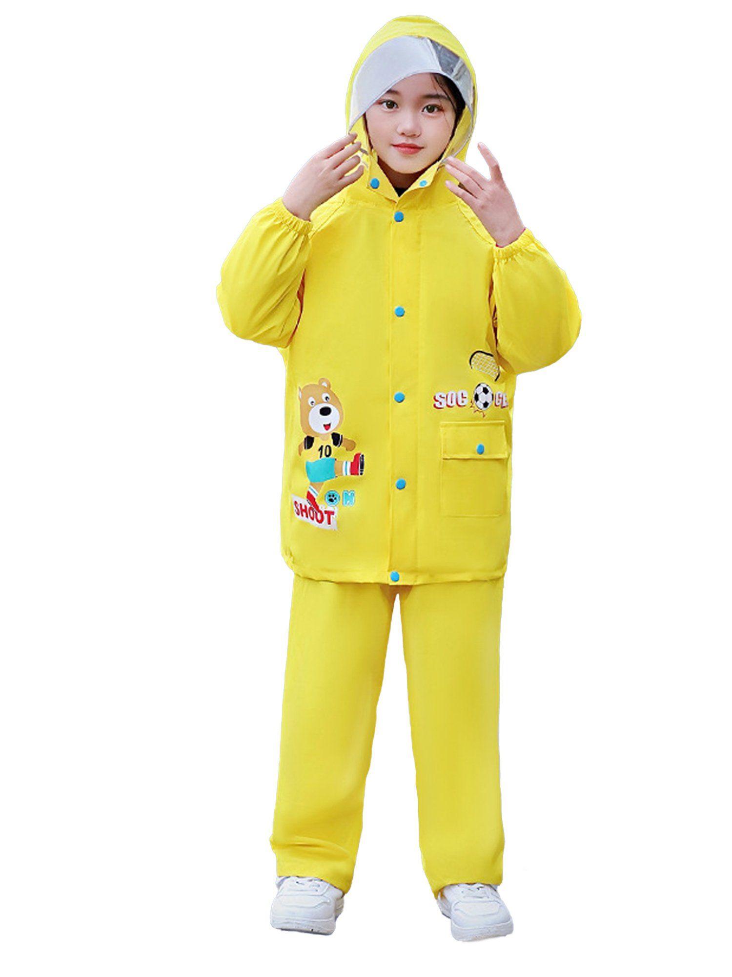 yellow soccer ted full shirt & full pants raincoat (set of 2)