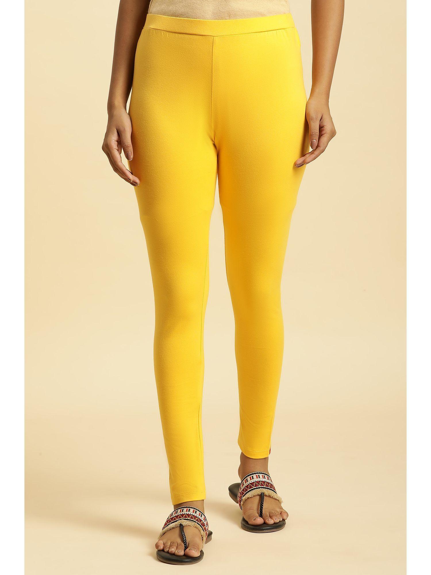 yellow solid/plain tights