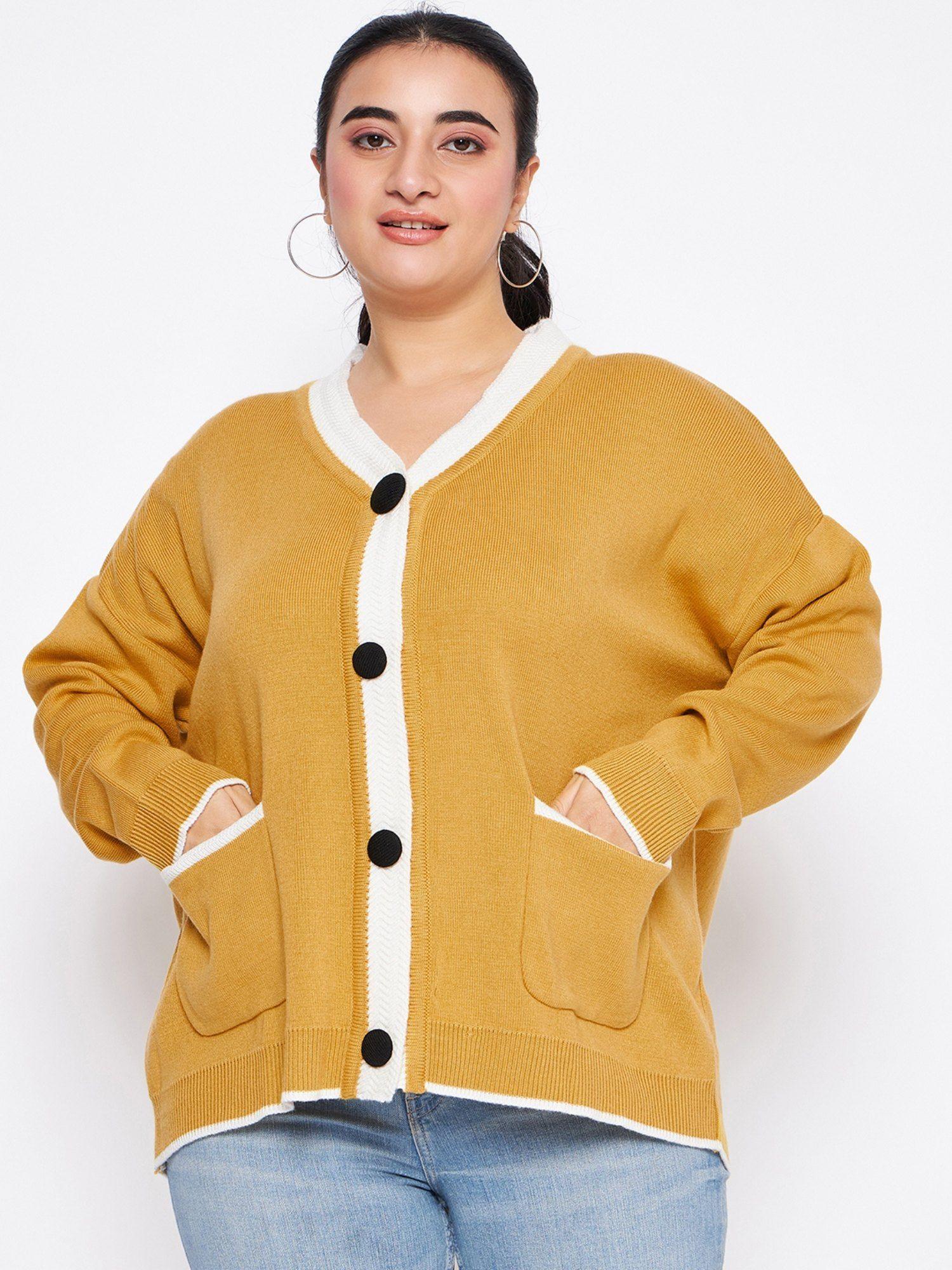 yellow solid cardigan