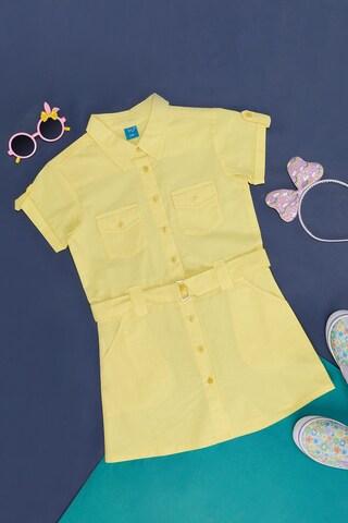 yellow solid casual half sleeves regular collar girls regular fit  top