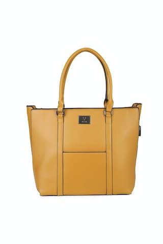 yellow solid casual polyurethane women handbag