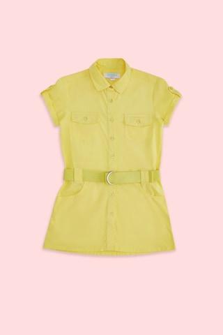 yellow solid casual short sleeves regular collar girls regular fit blouse