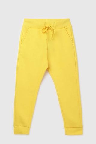 yellow solid cotton boys regular fit joggers