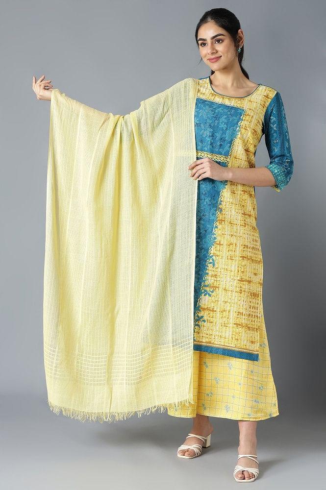 yellow solid cotton dupatta