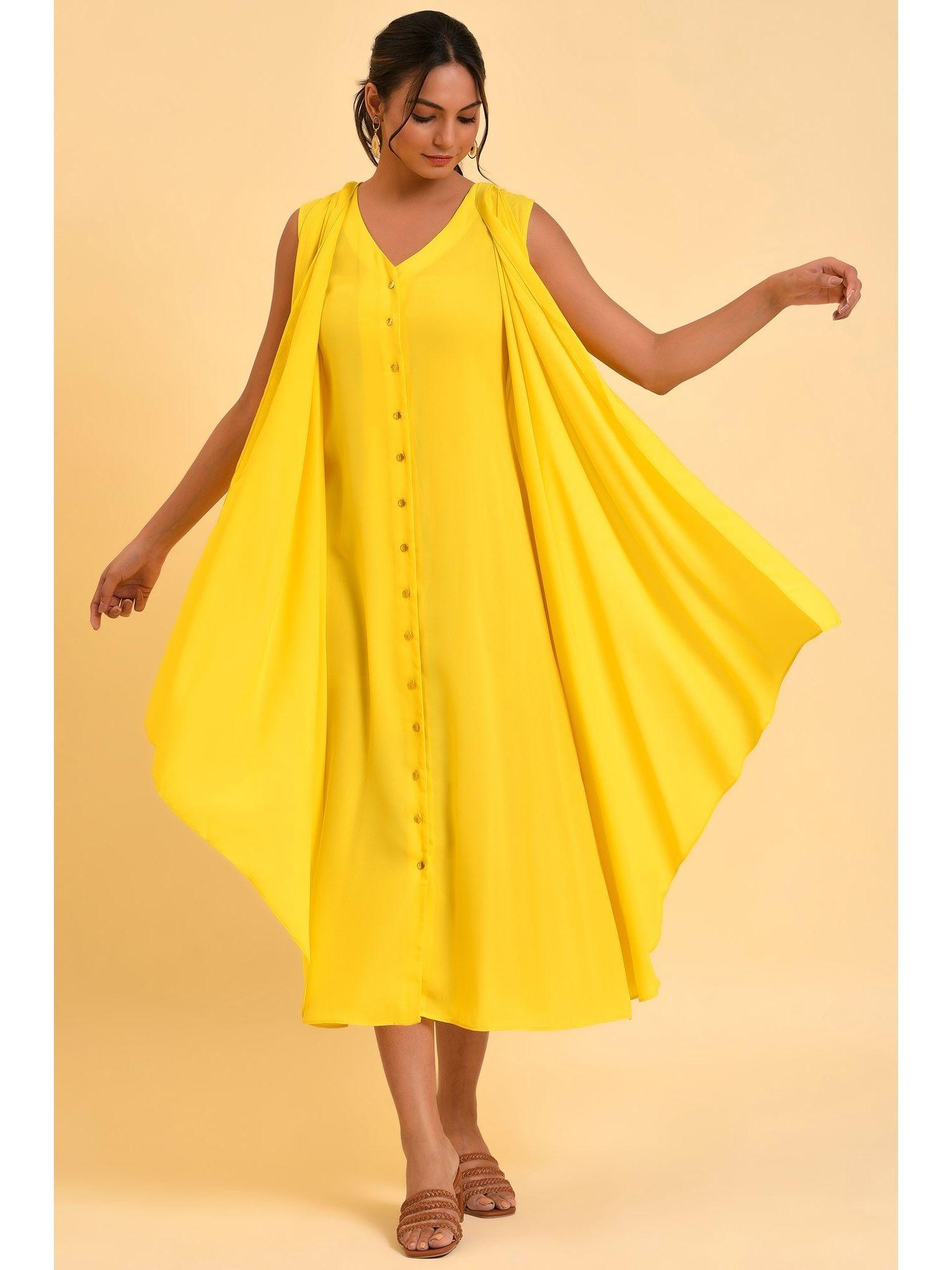 yellow solid dress