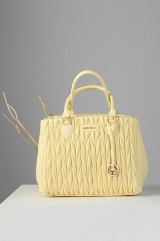 yellow solid formal polyurethane women tote bags