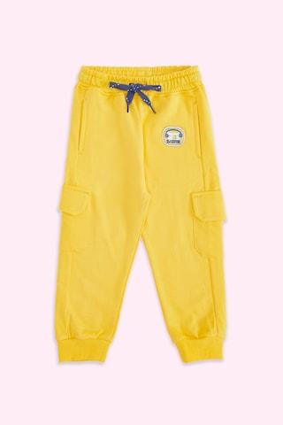 yellow solid full length casual baby regular fit track pants