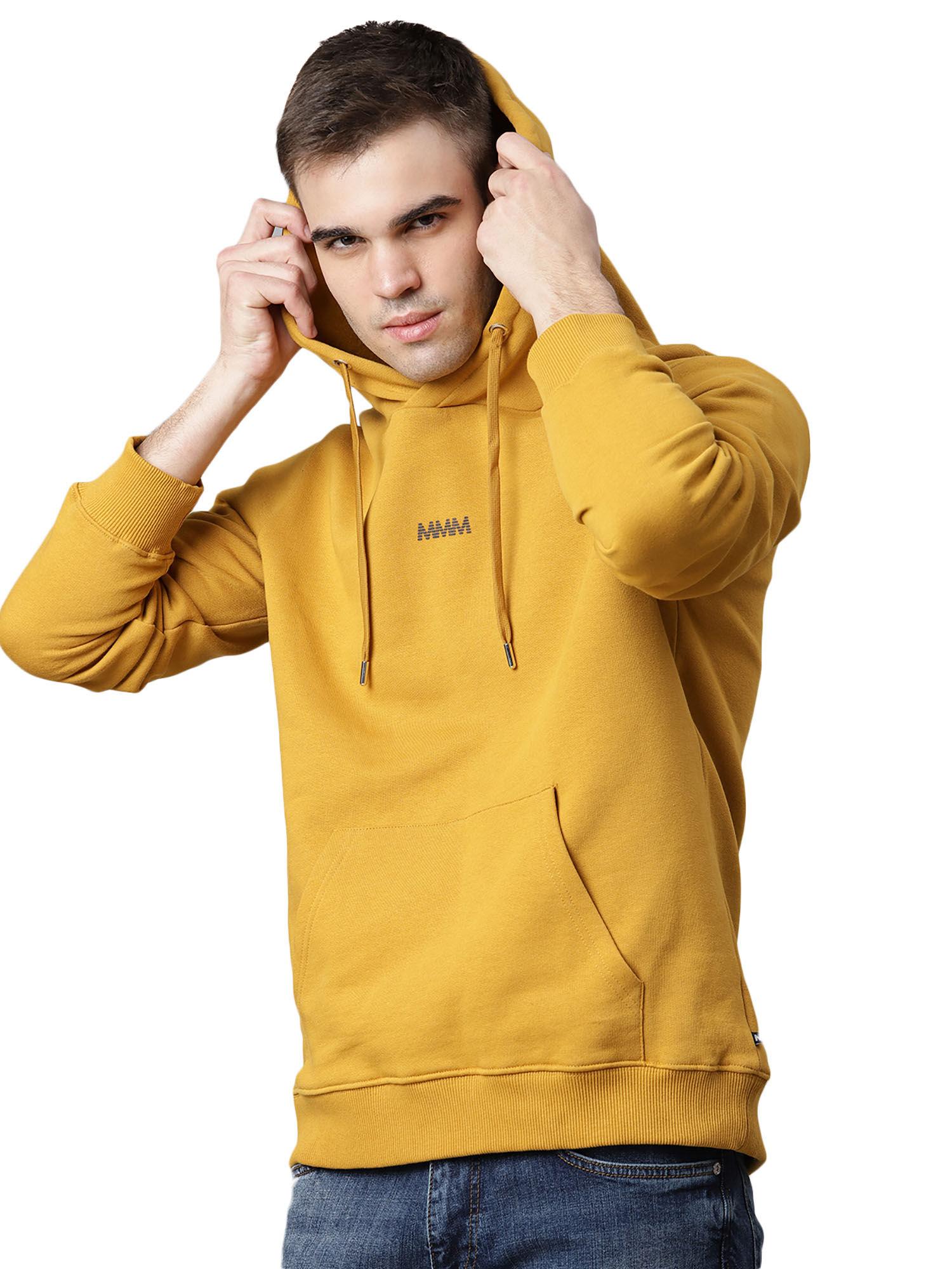 yellow solid hooded sweatshirt