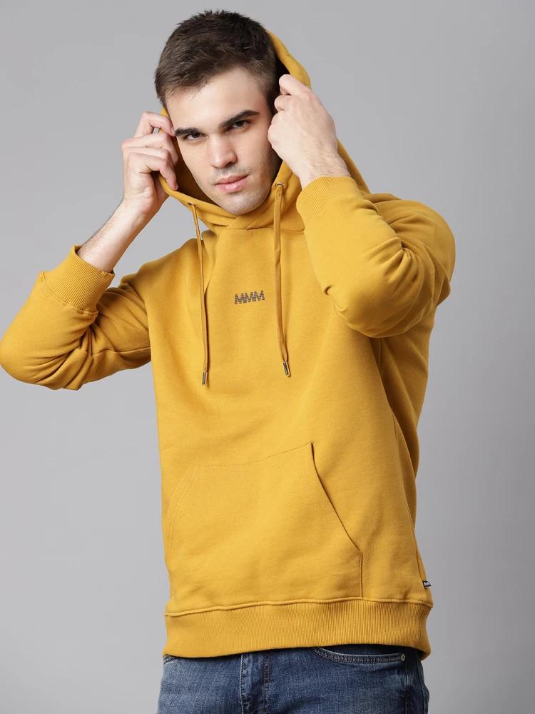 yellow solid hooded sweatshirt