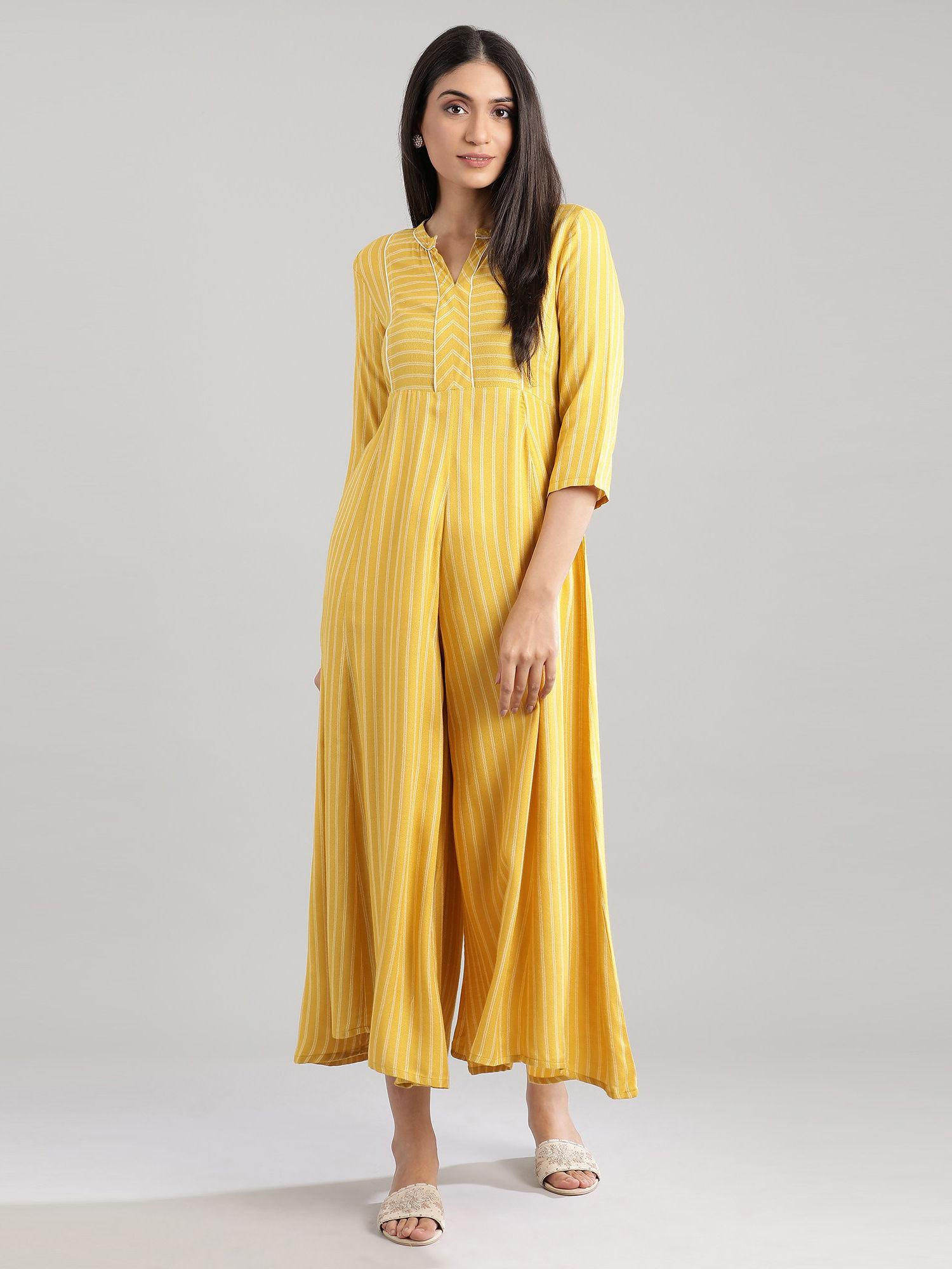 yellow solid jumpsuit