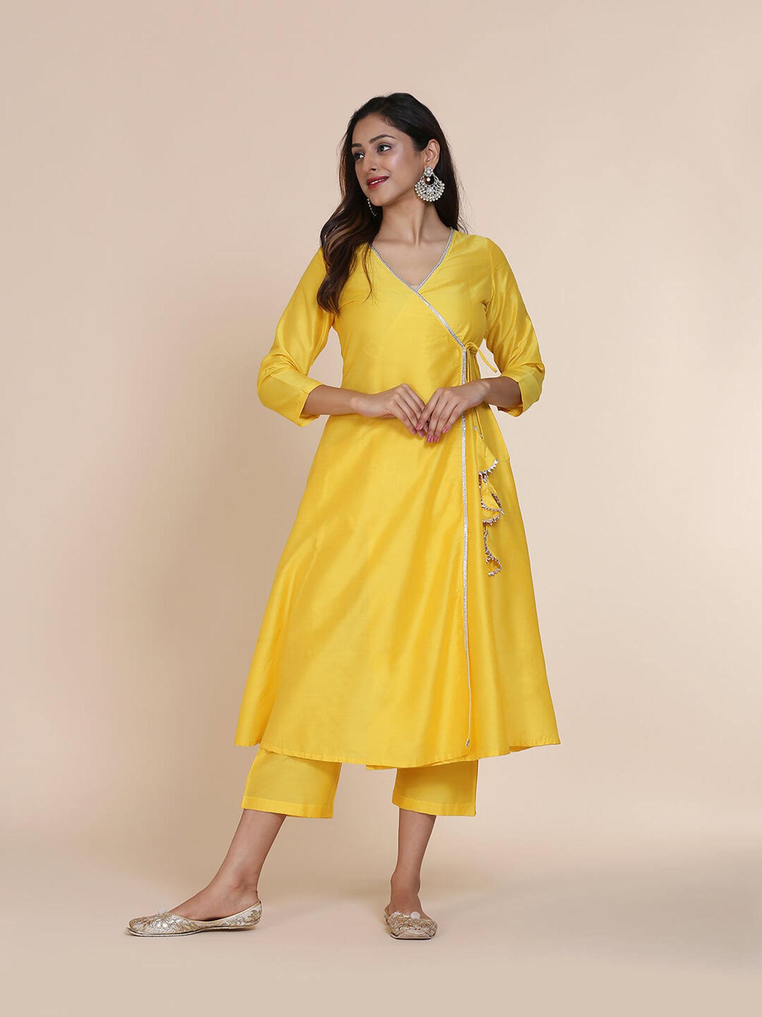 yellow solid kurta