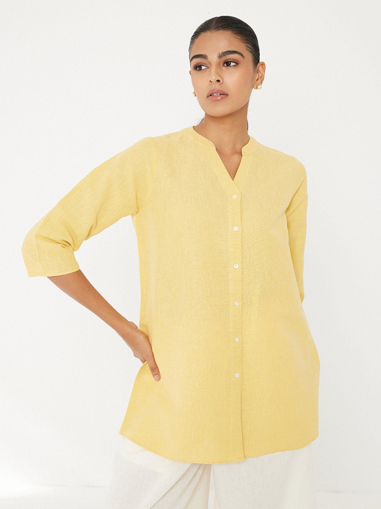 yellow solid kurti