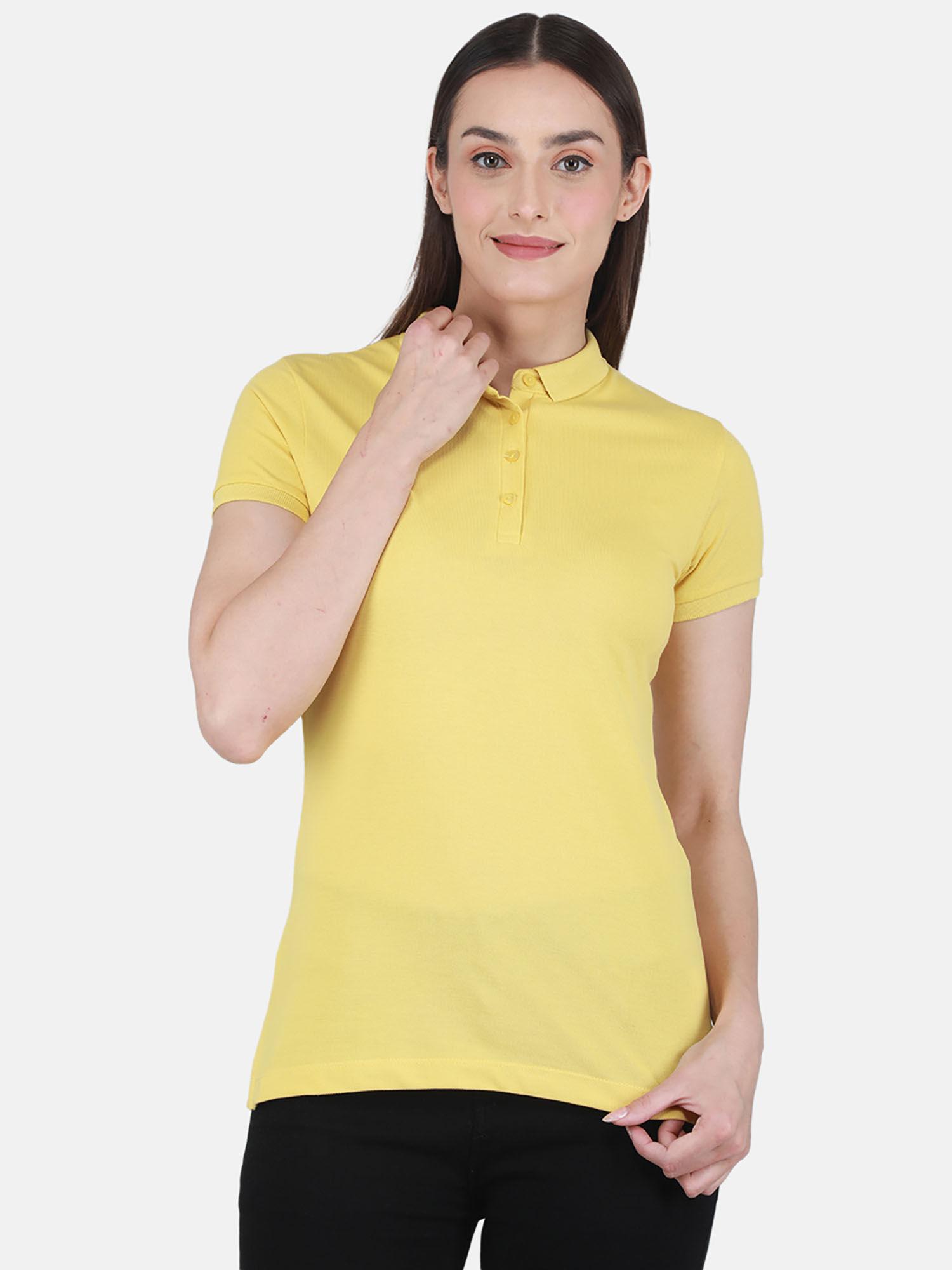 yellow solid polo collar t-shirt