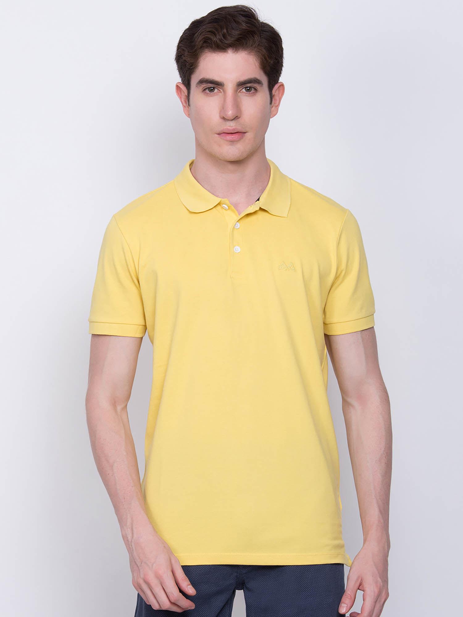 yellow solid polo t-shirt