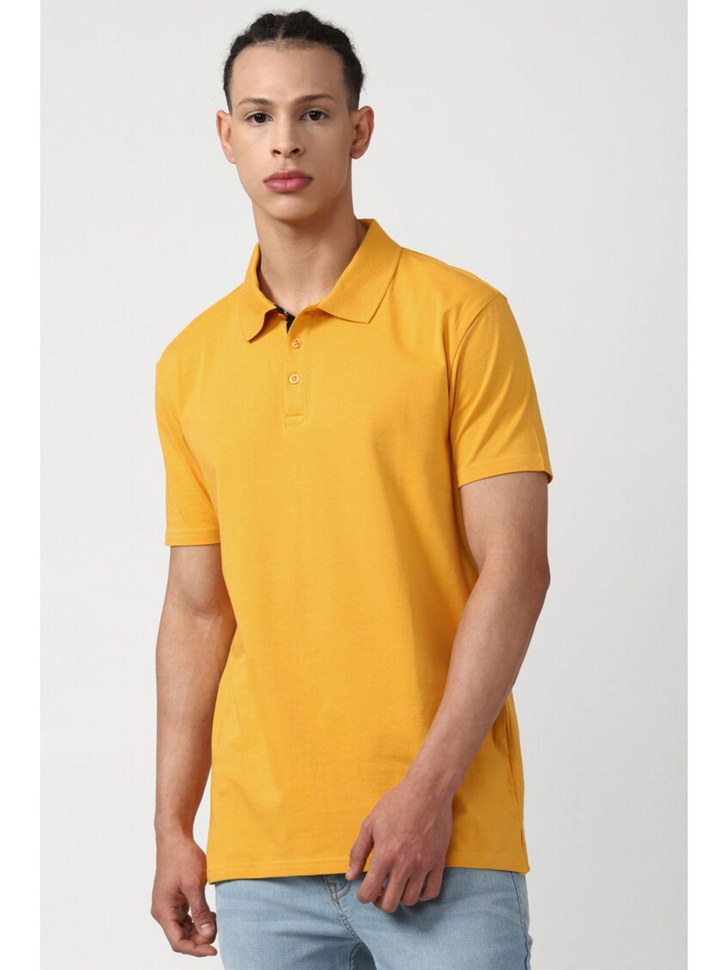 yellow solid polo t-shirt