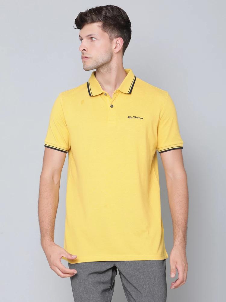 yellow solid polo tshirt