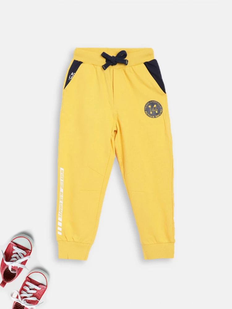 yellow solid regular fit jogger