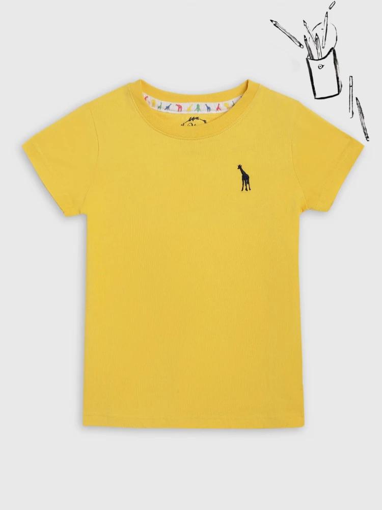 yellow solid round neck tshirt