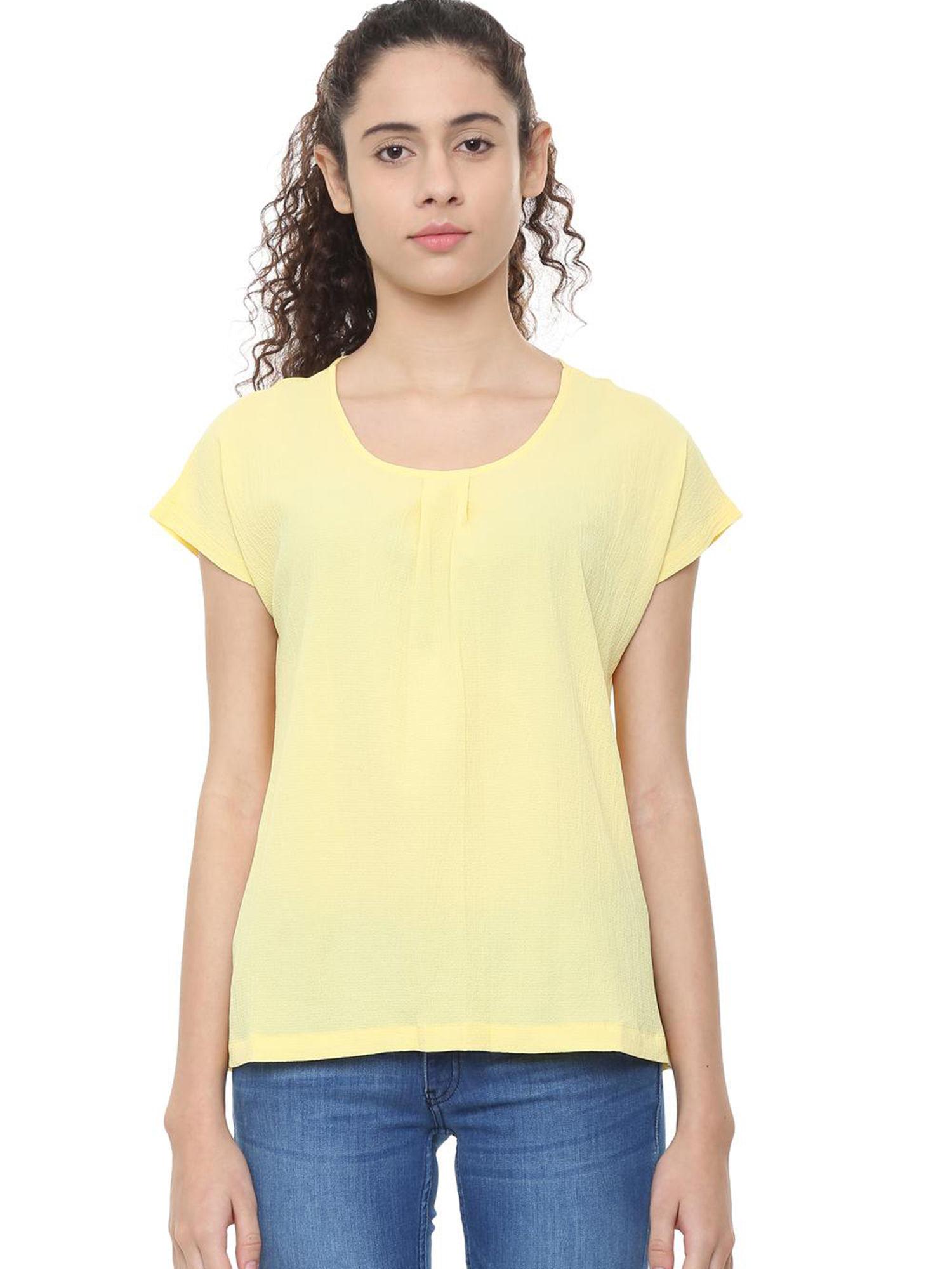 yellow solid short sleeves top