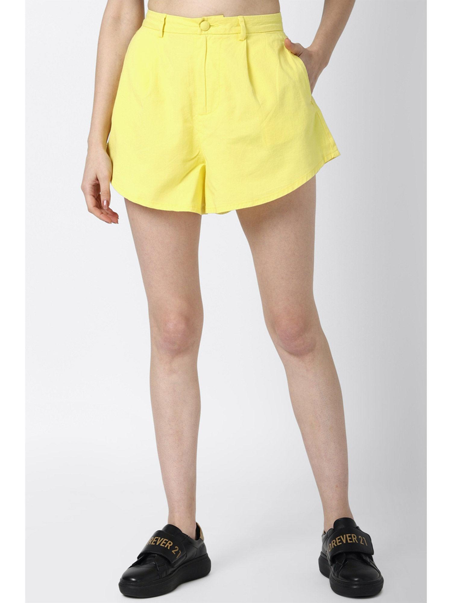 yellow solid shorts