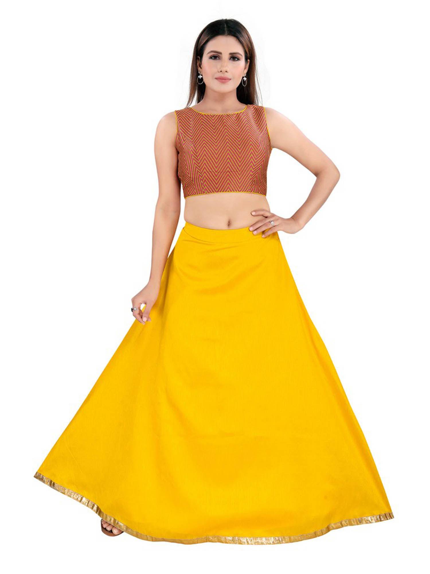 yellow solid skirt