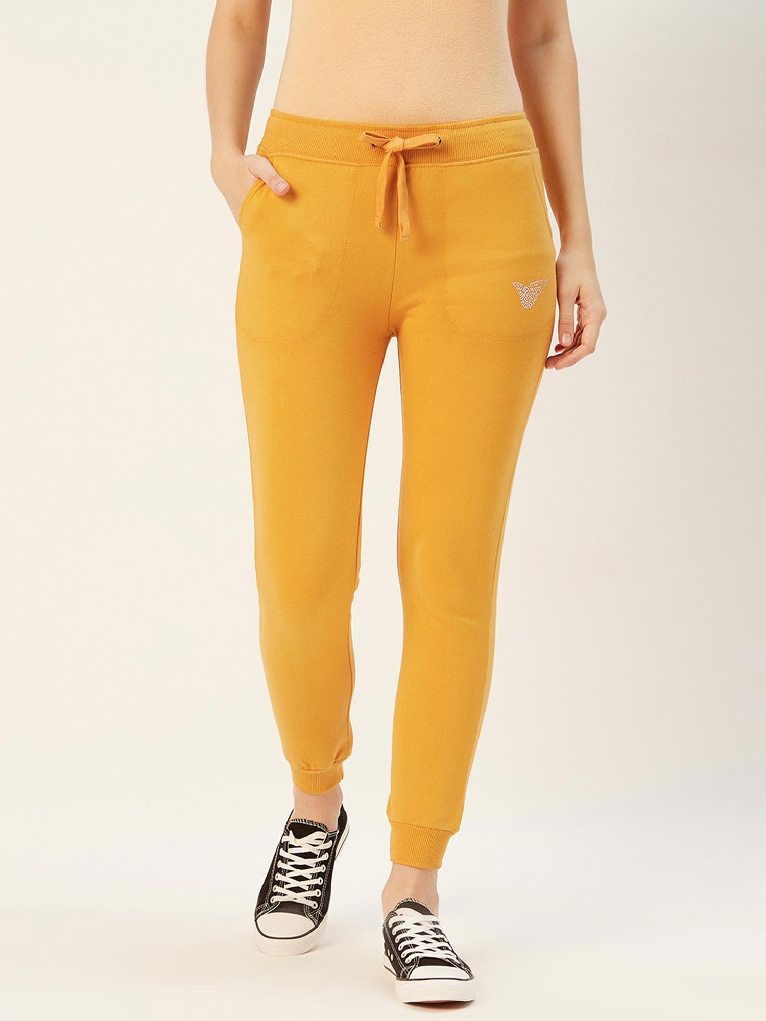 yellow solid track pant