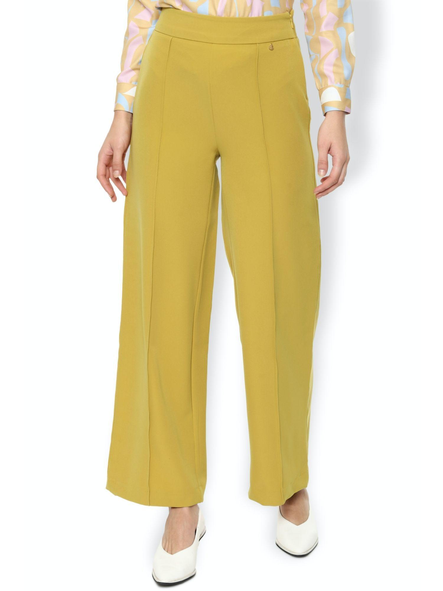 yellow solid trousers