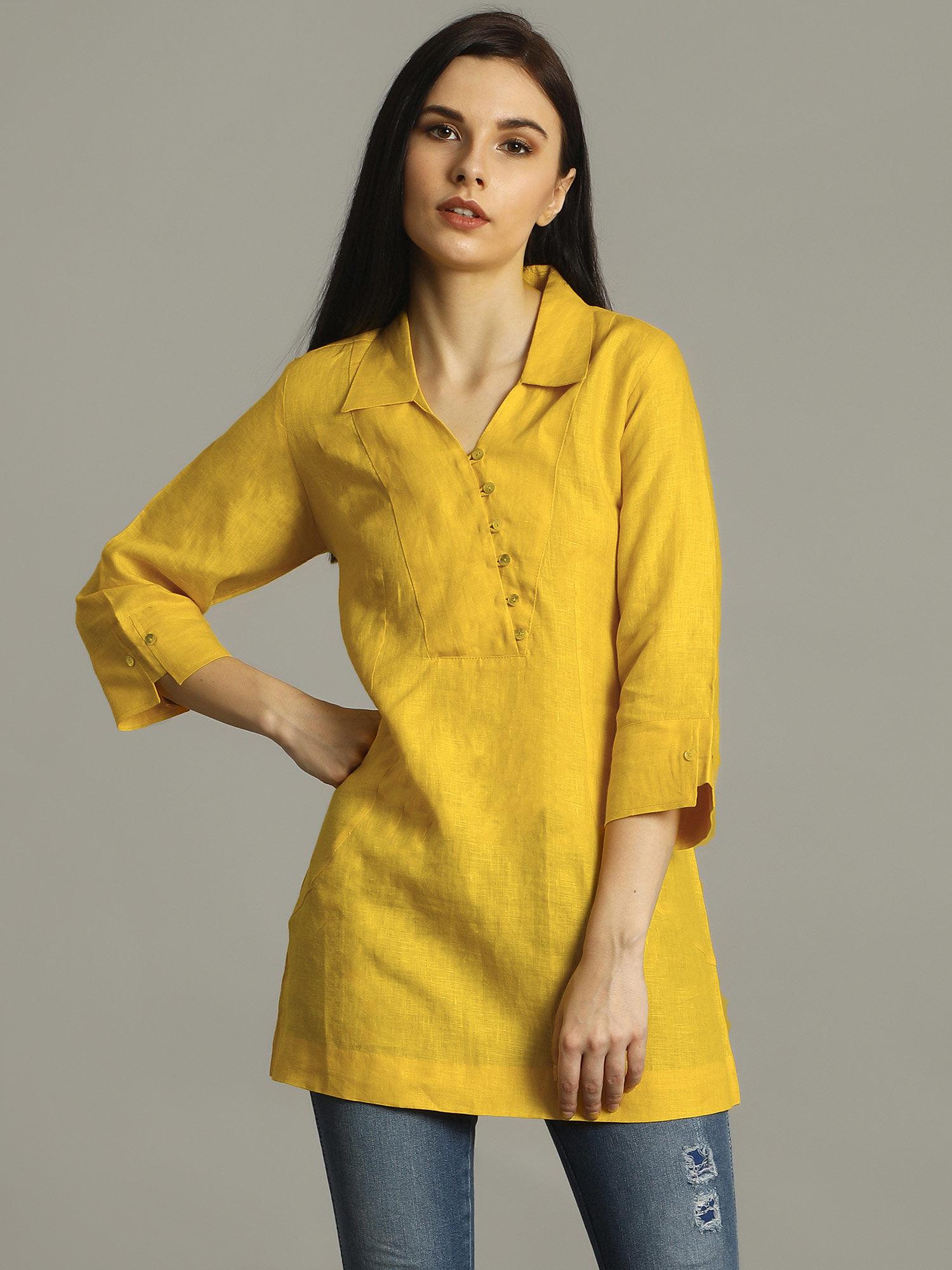 yellow solid tunic