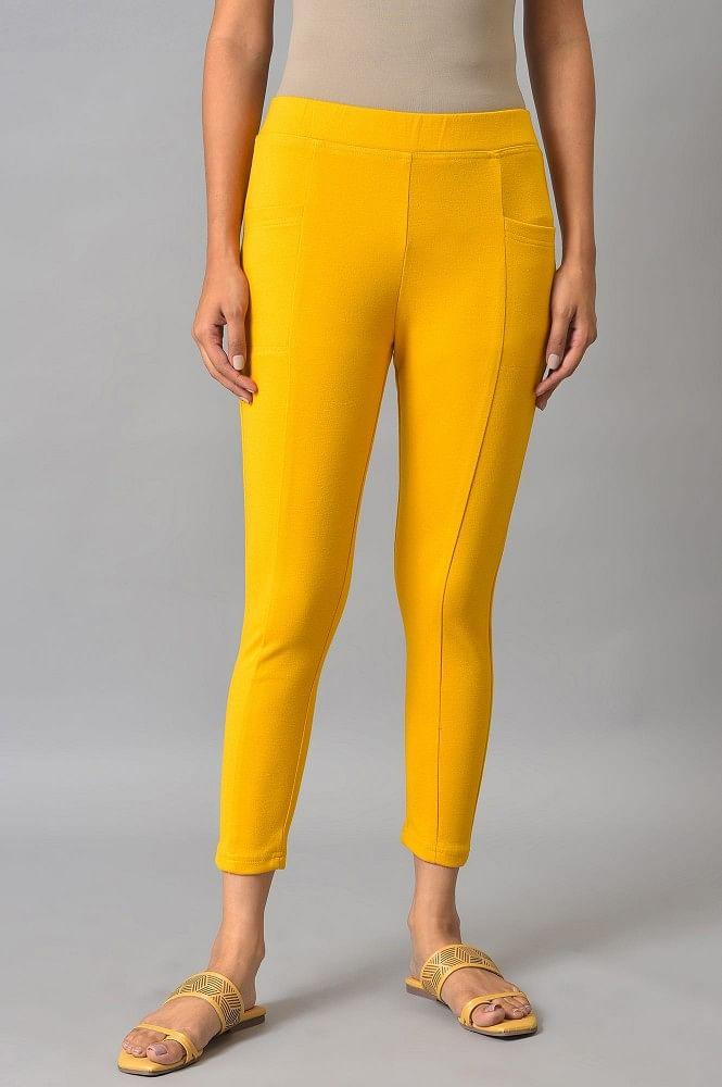yellow solid winter tights