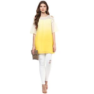 yellow solid with cold shoulder tunic
